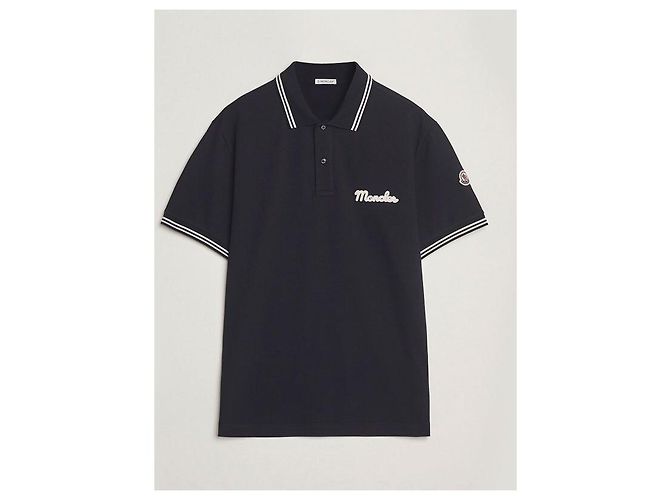 Moncler Besticktes Baumwoll-Poloshirt Navy Schwarz - Ansicht 2