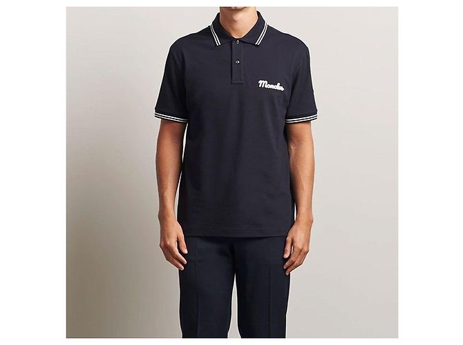 Moncler Besticktes Baumwoll-Poloshirt Navy Schwarz - Ansicht 3