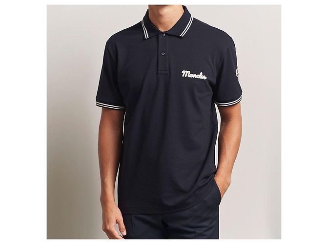 Moncler Besticktes Baumwoll-Poloshirt Navy Schwarz - Ansicht 4