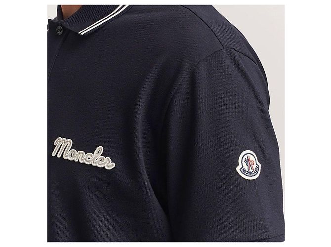 Moncler Besticktes Baumwoll-Poloshirt Navy Schwarz - Ansicht 6