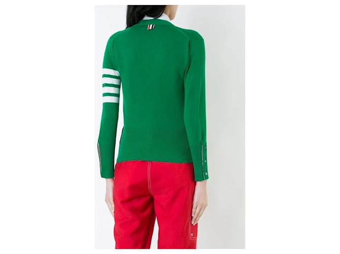 Thom Browne Klassischer Kaschmir-Cardigan Grün - Ansicht 3