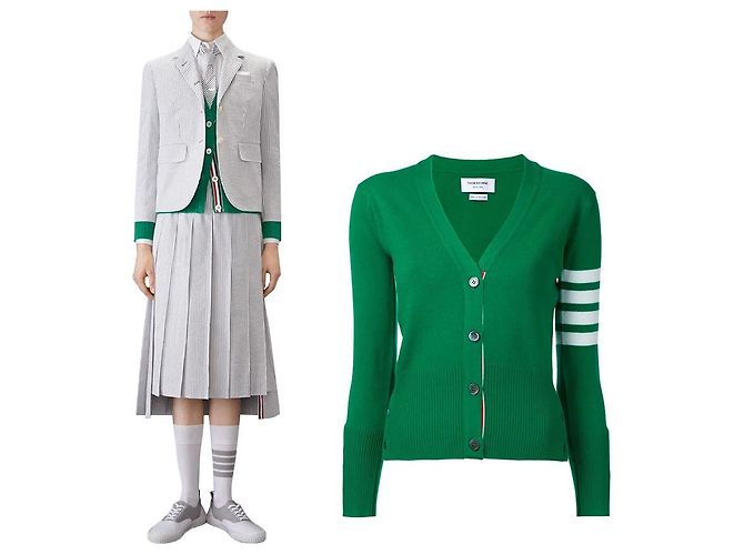 Thom Browne Klassischer Kaschmir-Cardigan Grün - Ansicht 6