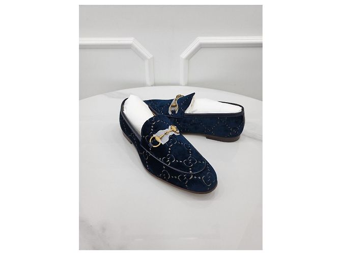 Gucci Mocassini Jordaan in velluto GG da uomo Argento - vista 3