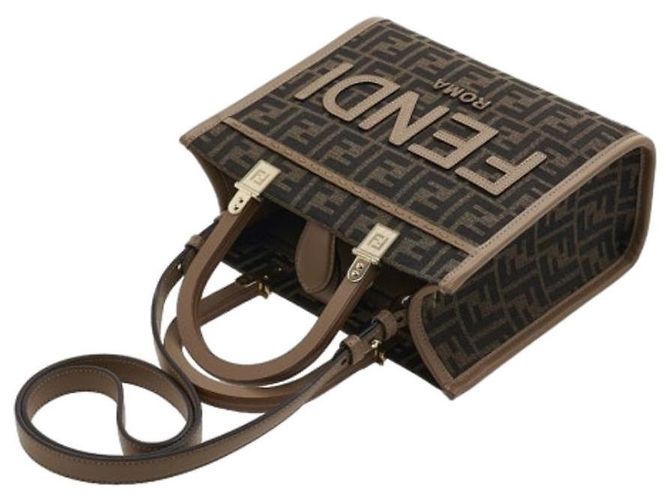 Fendi Piccola borsa tote in tessuto Sunshine Marrone - vista 10
