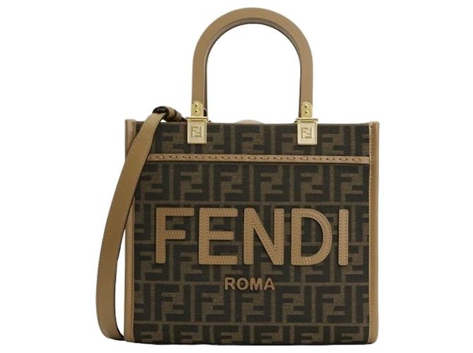 Fendi Piccola borsa tote in tessuto Sunshine Marrone - vista 2