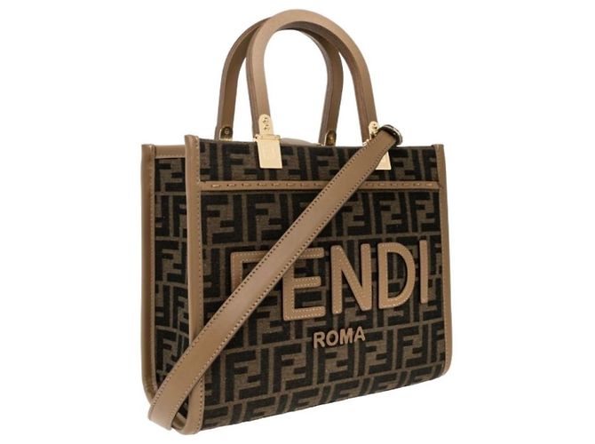 Fendi Piccola borsa tote in tessuto Sunshine Marrone - vista 3