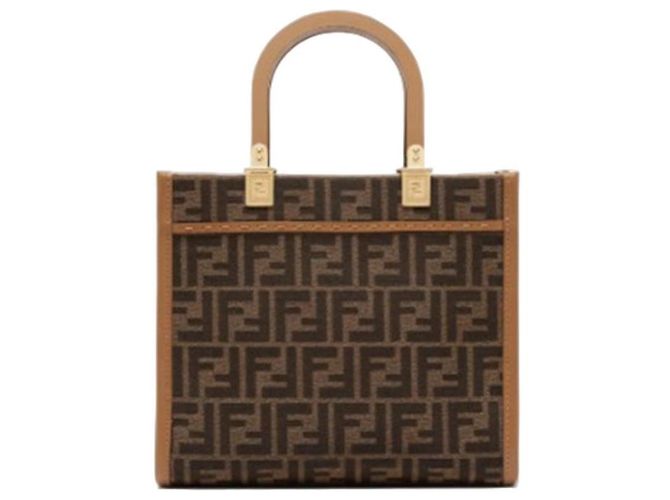 Fendi Piccola borsa tote in tessuto Sunshine Marrone - vista 4