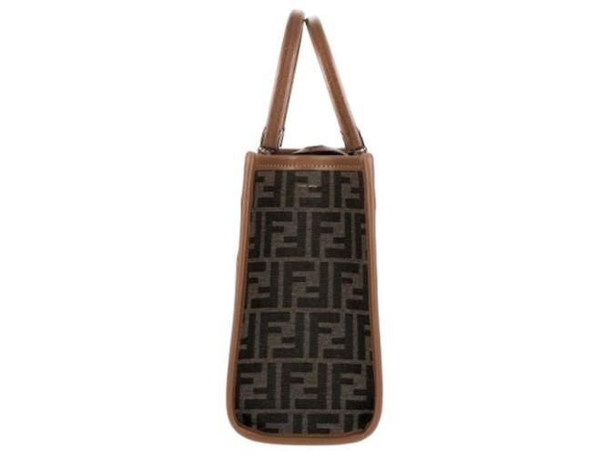 Fendi Piccola borsa tote in tessuto Sunshine Marrone - vista 5