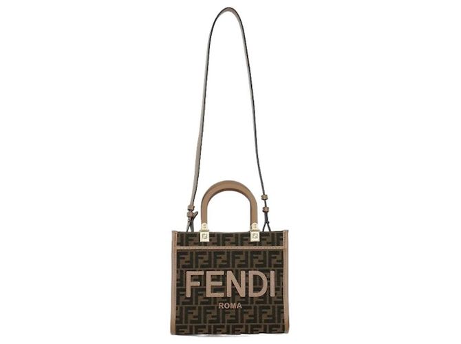 Fendi Piccola borsa tote in tessuto Sunshine Marrone - vista 6