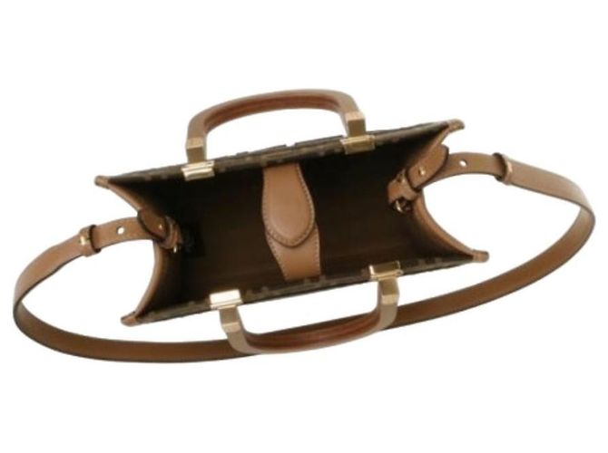 Fendi Piccola borsa tote in tessuto Sunshine Marrone - vista 8