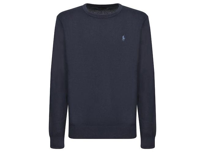 Ralph Lauren Tricô de algodão e cashmere com logotipo Pony Azul - vista 4
