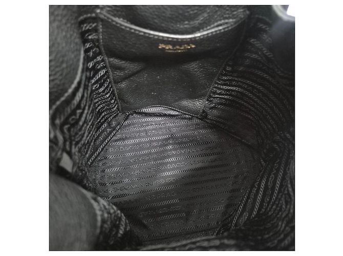 Prada Bolso Bucket Vitello Daino Crossbody Negro - vista 9