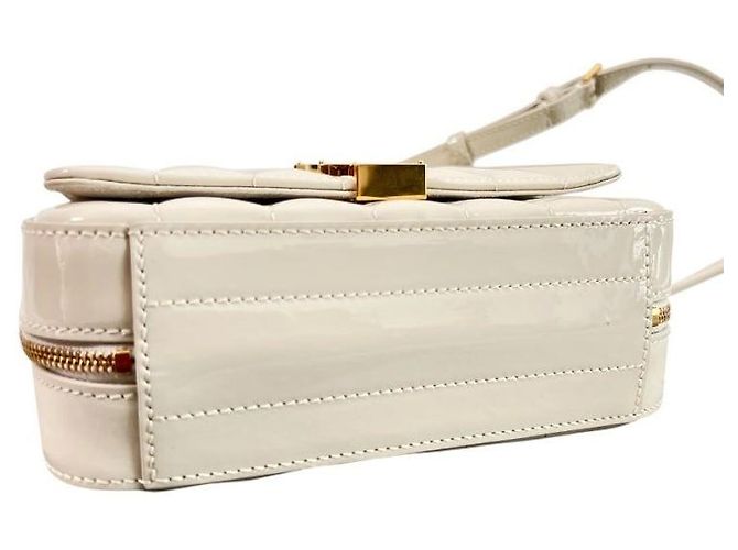 Saint Laurent Mini borsa a tracolla Vicky Toy Camera in pelle lucida avorio Bianco - vista 4