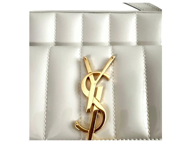 Saint Laurent Mini borsa a tracolla Vicky Toy Camera in pelle lucida avorio Bianco - vista 5