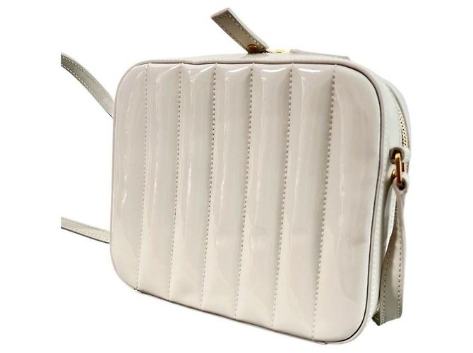 Saint Laurent Mini borsa a tracolla Vicky Toy Camera in pelle lucida avorio Bianco - vista 6