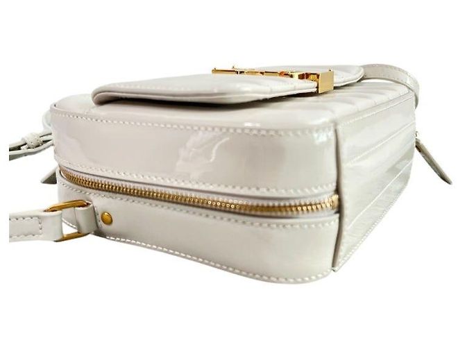 Saint Laurent Mini borsa a tracolla Vicky Toy Camera in pelle lucida avorio Bianco - vista 7