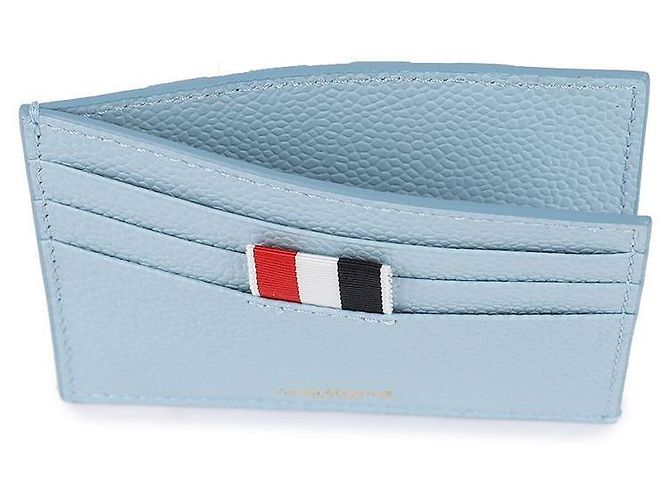 Thom Browne Pebble Grain Leather Card Holder Blue - view 9