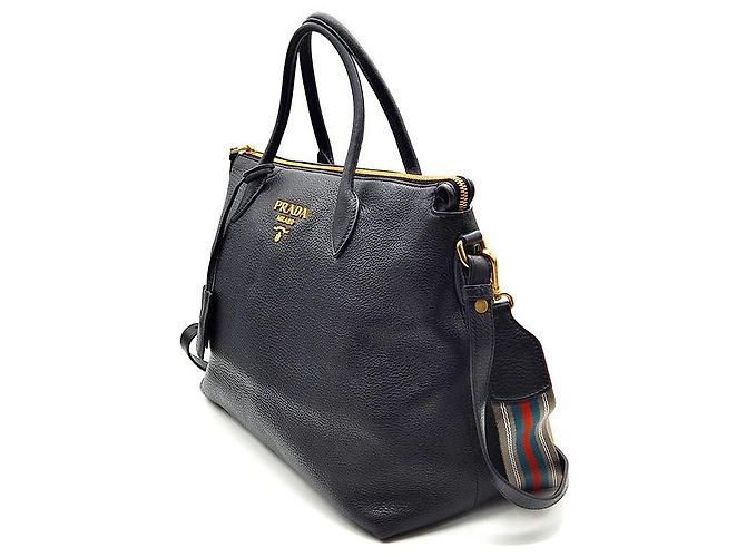 Prada Tote e borsa a tracolla in Vitello Daino con due tracolle Nero - vista 2