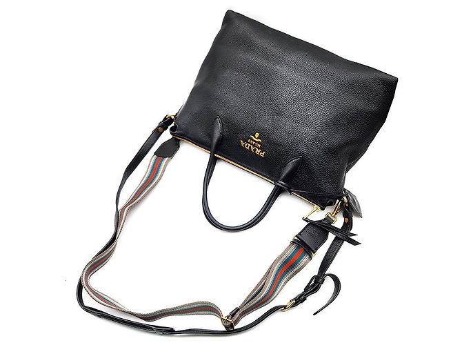 Prada Tote e borsa a tracolla in Vitello Daino con due tracolle Nero - vista 4