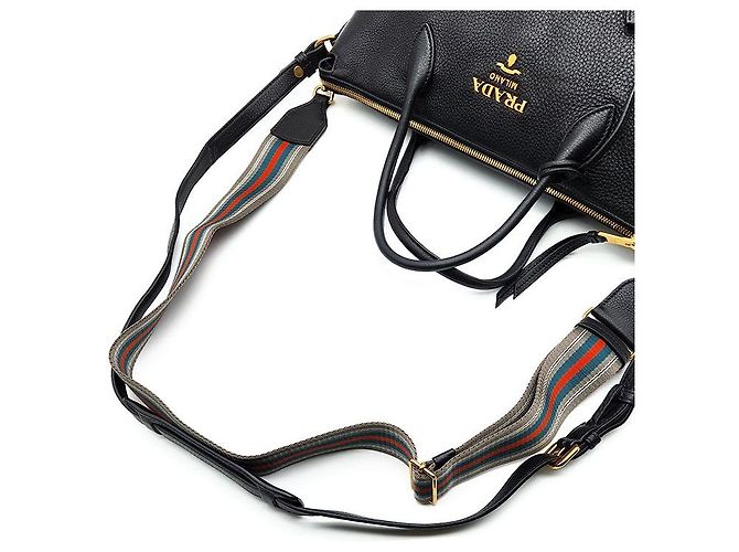 Prada Tote e borsa a tracolla in Vitello Daino con due tracolle Nero - vista 5