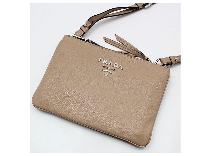 Prada Borsa a tracolla Vitello Phoenix Rosa Beige Marrone - vista 3