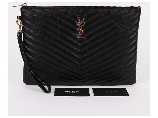 Saint Laurent Clutch Medium Matelassé Oro - vista 11