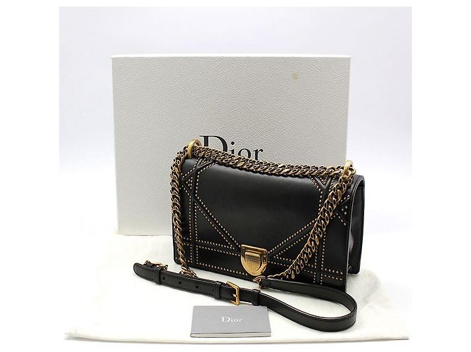 Bolso de hombro Diorama en piel de cordero negra Negro - vista 2