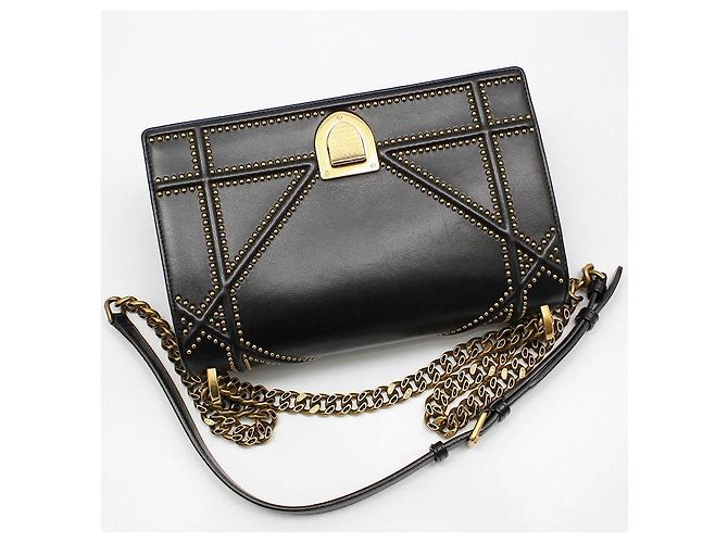 Bolso de hombro Diorama en piel de cordero negra Negro - vista 3