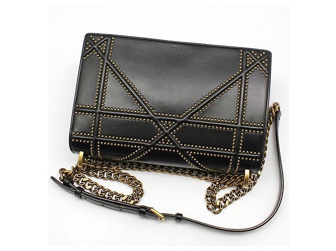 Bolso de hombro Diorama en piel de cordero negra Negro - vista 4