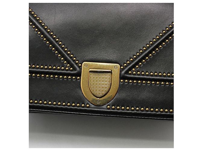 Bolso de hombro Diorama en piel de cordero negra Negro - vista 8