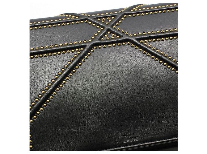 Bolso de hombro Diorama en piel de cordero negra Negro - vista 9