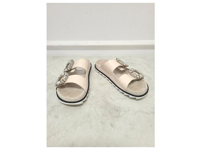 Roger Vivier Sandali Slidy Viv Strass Buckle bianchi Bianco - vista 3