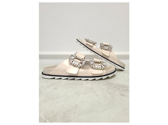 Roger Vivier Sandali Slidy Viv Strass Buckle bianchi Bianco - vista 4