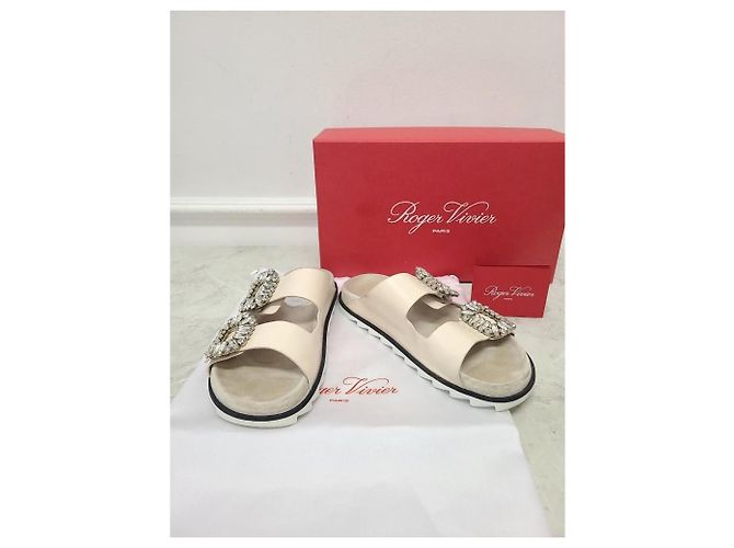 Roger Vivier Sandali Slidy Viv Strass Buckle bianchi Bianco - vista 7