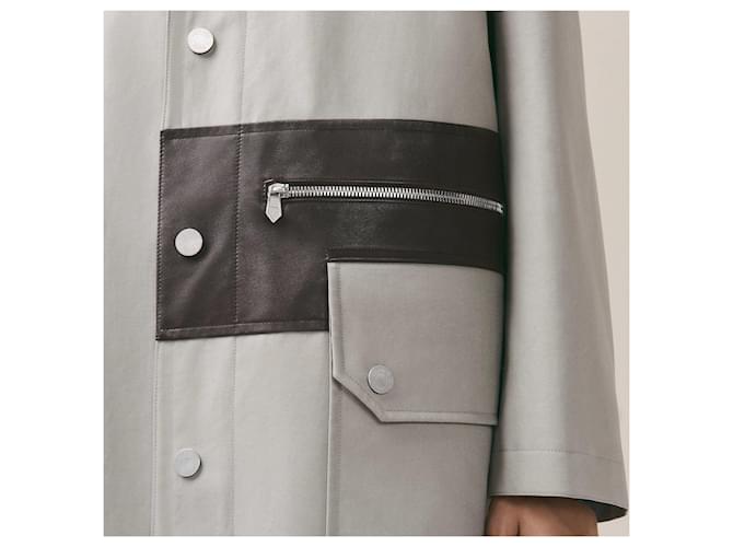 Hermès Mantel mit Lederpatch Braun - Ansicht 9