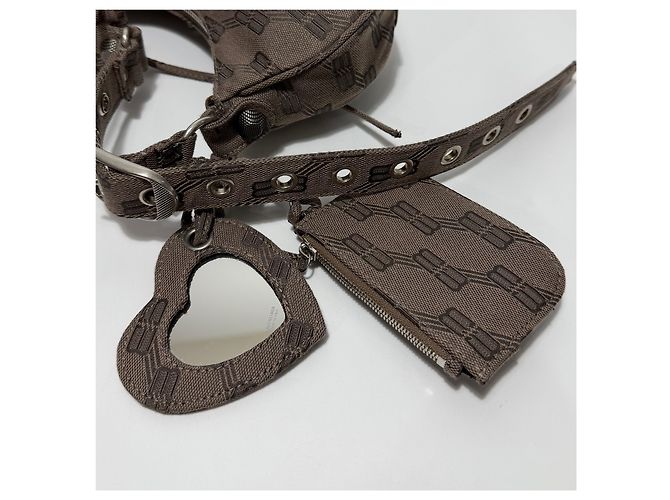 Balenciaga Borsa a tracolla BB Monogram Le Cagole in jacquard Argento - vista 10