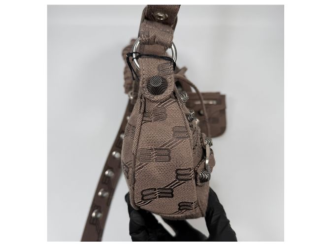 Balenciaga Borsa a tracolla BB Monogram Le Cagole in jacquard Argento - vista 5