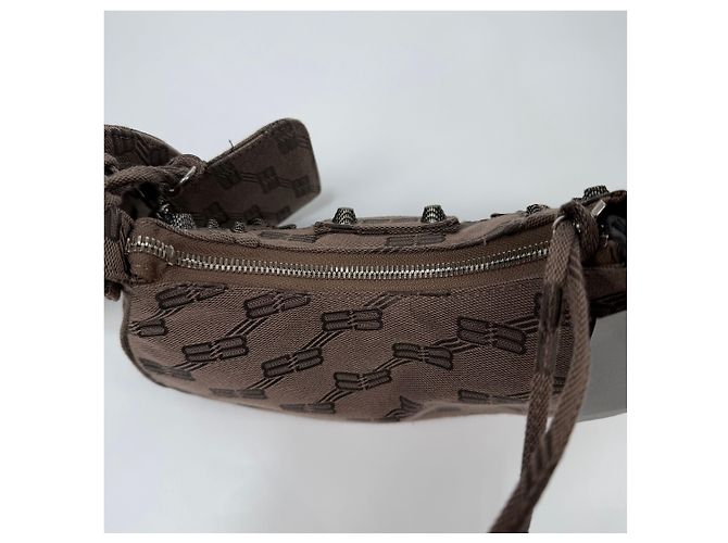 Balenciaga Borsa a tracolla BB Monogram Le Cagole in jacquard Argento - vista 8