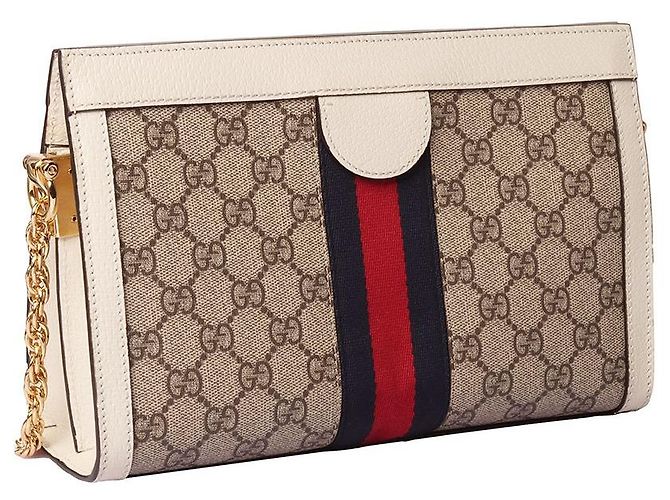 Gucci Borsa a tracolla GG Supreme Ophidia con catena Arancione - vista 2