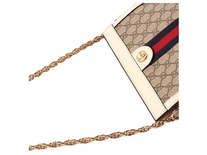 Gucci Borsa a tracolla GG Supreme Ophidia con catena Arancione - vista 3