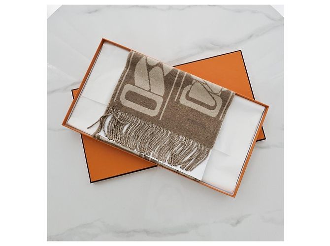 Hermès Pañuelo Clic C'est Noue Marron Glacé Naranja - vista 11