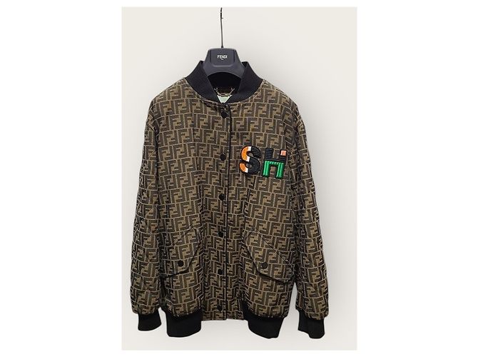 Fendi Chaqueta bomber con parche de logotipo en jacquard Monogram FF Castaño - vista 2