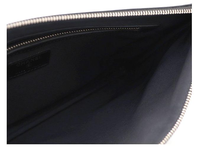 Chanel Clutch Chevron Boy Gold New Medium Nero - vista 7