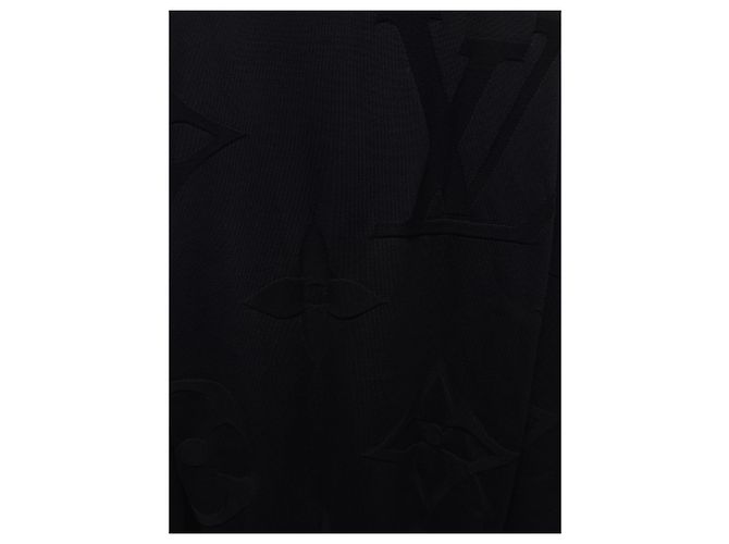 Louis Vuitton Langarm-T-Shirt aus Baumwolle mit schwarzem Ton-in-Ton-Monogramm, Rundhalsausschnitt - Ansicht 3