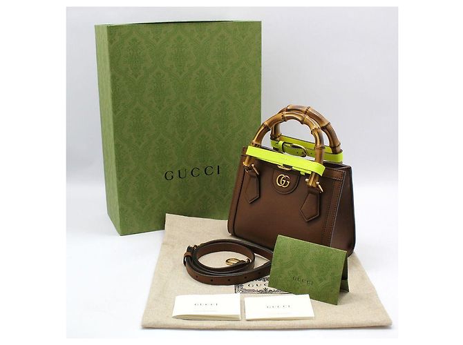 Gucci Mini borsa a tracolla GG Marmont Bamboo Diana Marrone - vista 2