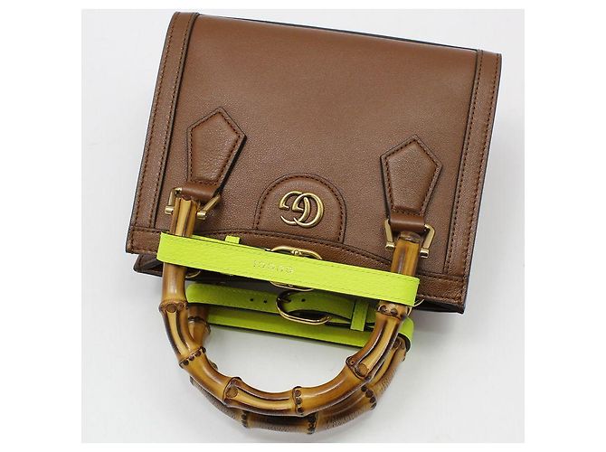 Gucci Mini borsa a tracolla GG Marmont Bamboo Diana Marrone - vista 3