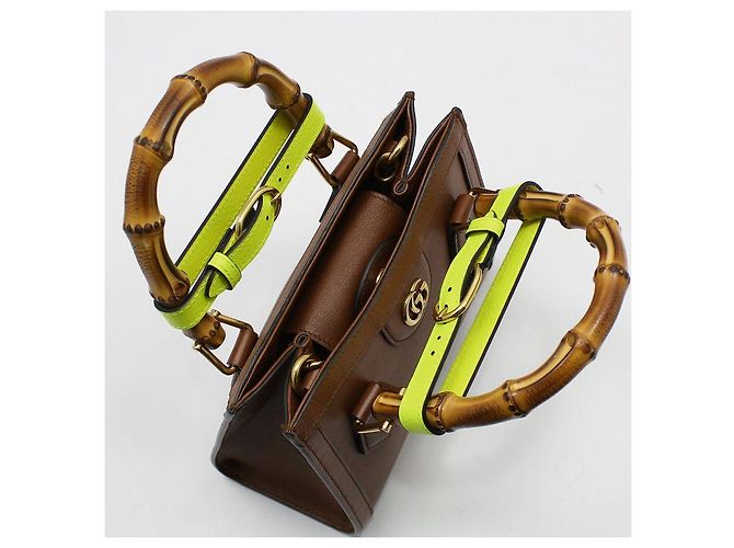 Gucci Mini borsa a tracolla GG Marmont Bamboo Diana Marrone - vista 8