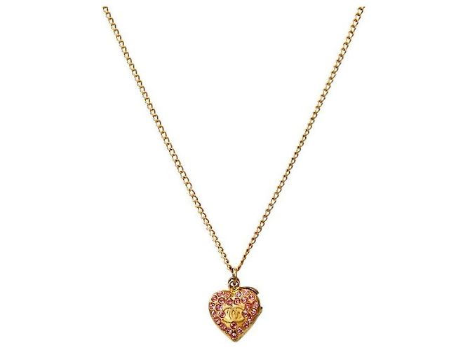 Chanel Collana con cuore in zircone cubico rosa - vista 2