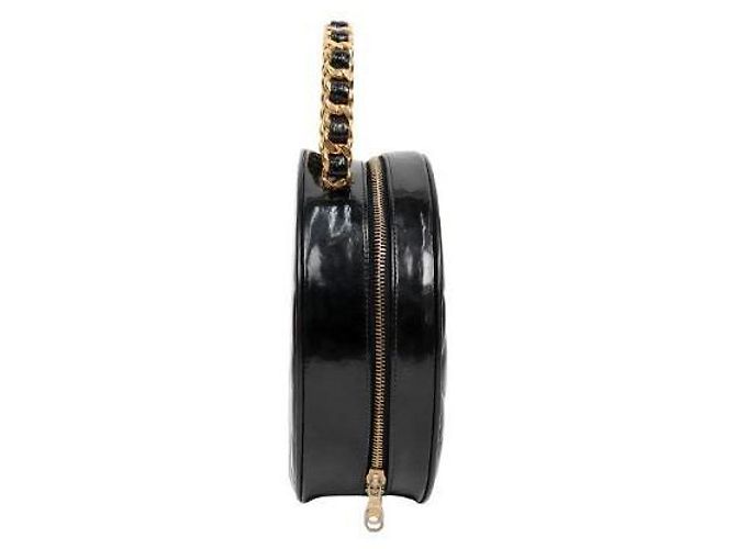 Chanel Borsa Tote Black Patent Round Big CC con manico superiore Nero - vista 2