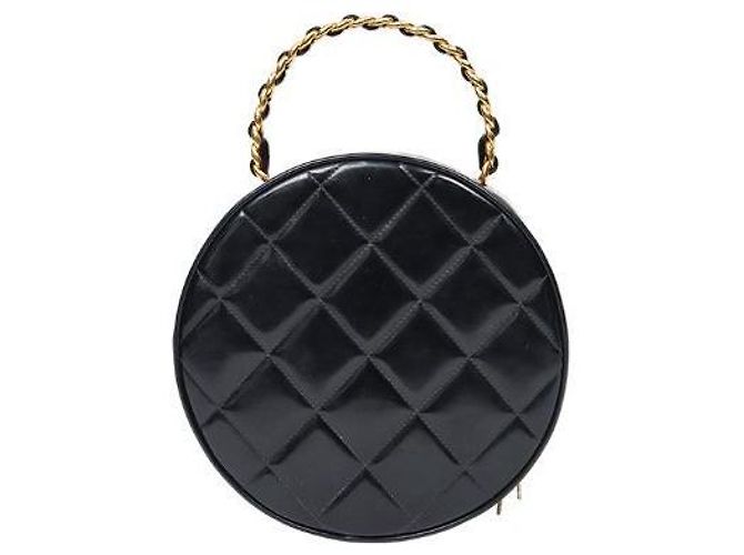 Chanel Borsa Tote Black Patent Round Big CC con manico superiore Nero - vista 3